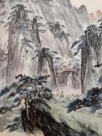 保真书画，苏州名宿，程质清先生画一幅，尺寸50×99cm，原装裱镜心。