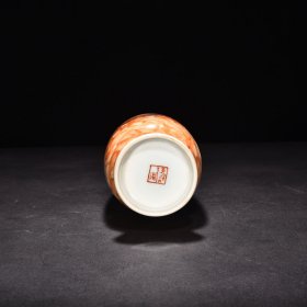 民国竹溪道人王步矾红罗汉瓶 高30厘米宽10厘米