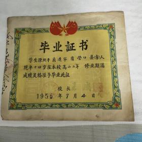 辽宁省‘高校毕业证书1956年