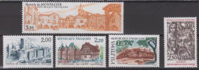 FR2法国邮票1986 旅游系列 遗产 建筑 风光 新 5全 雕刻版