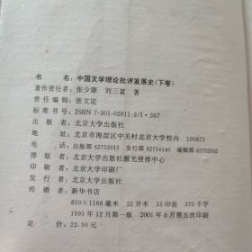 中国文学理论批评发展史（上下）