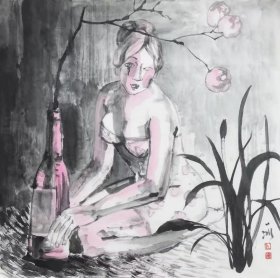 保真书画，得自艺术家本人，范一冰， 68X68cm精品 又名范国荣。现为中国美术家协会会员，中国女画家协会理事。北京市海淀区美术家协会副主席，中国新水墨书画研究会副会长，中国金融美术家协会理事2。