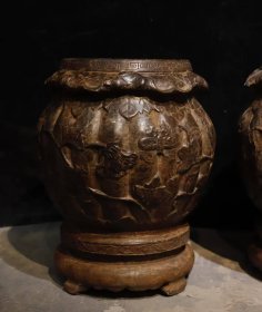 （议价） 清代青石瓜棱花纹绣墩一套高52cm最大直径40cm面直径27cm