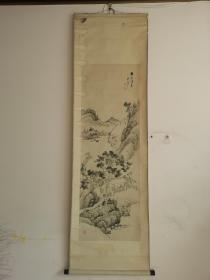 清代山水，原装原裱，名头自查。尺寸132X45