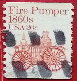 美国邮票 1981年 交通工具 古典车 老爷车 系列4-1 卷筒 消防救火车 14-14 信销