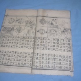 大清：绘图五千字文，内页完整，书长：25.5cm，宽：15.2cm，厚：0.6㎝，稀缺本，缺封底，连环画式的图案很漂亮，30双页，60单页面！