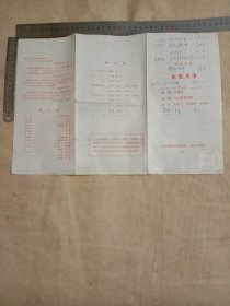 中央戏剧学院表演系八O班实习演出:四幕话剧…家庭大事(节目单， 此节目单为北京市卫生局使用…并在节目单上面盖有北京市卫生局印章一枚…如图较少见， 品不好…上面 写有字迹…详看介意勿拍)具有收藏价值。