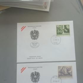 外国信封手帐F2324奥地利1986年 自然风光：蒂罗尔州马丁峭壁等 2全 雕刻版 首日封 品相如图