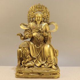 铜真武大帝摆件，品相如图 高度20厘米，长约13厘米，宽约10厘米，重约2公斤