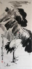 【保真】安徽实力传统老画家洪国文，国画作品：绿天蕉雨