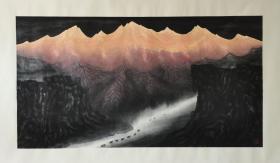 杨运高六尺整张作品《西域驼铃声》