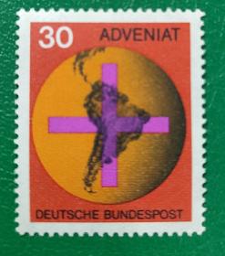 德国邮票 西德 1967年 南美洲地图 1全新