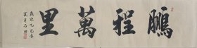 雷志阳，字 雨田手绘书法作品《鹏程万里》，四尺对开138*34软片未裱龙纹白宣，精品值得收藏。