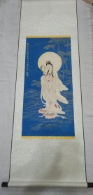 手绘真迹卷轴装裱—《观世音菩萨圣象》孙悟音（1916.7-2002.1）曾任上海工艺美术学院中国画顾问、擅长中国画 卷轴尺寸166*65