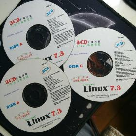 光盘  红帽子  Linux 7.3   3CD  裸碟