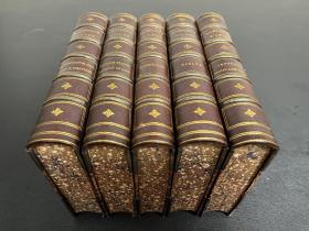 爱默生文集 Emerson Works， 1882摩洛哥真皮装帧，竹节背压花烫金，理石三面云纹书口。保存完好。