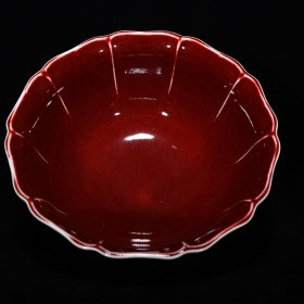 明宣德青花祭红龙纹瓜棱碗尺寸10*23.5厘米