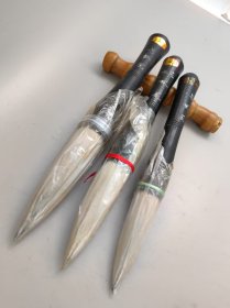 80年代老羊毫 羊兼毫抓笔 斗笔 楂笔一套3支，大对联榜书用笔 纯动物毛老毛笔