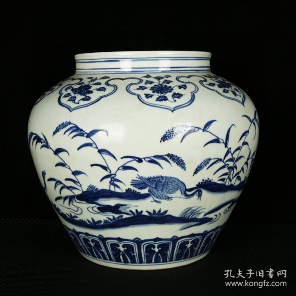 瓷器 明青花芦雁纹罐 高30厘米 直径33厘米