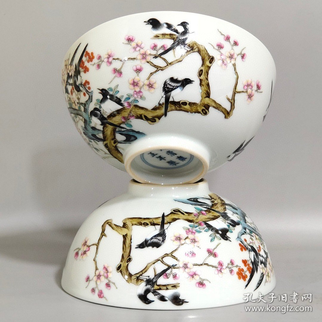 清代雍正喜鹊登梅碗