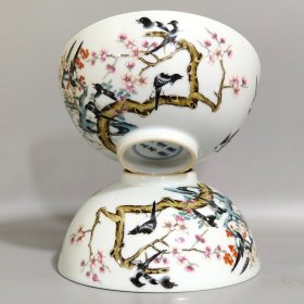 清代雍正喜鹊登梅碗