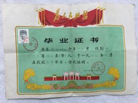 1979年广州市第二十一中学，为人民服务毕业证书，尺寸：38*27厘米，品如图，80包邮。