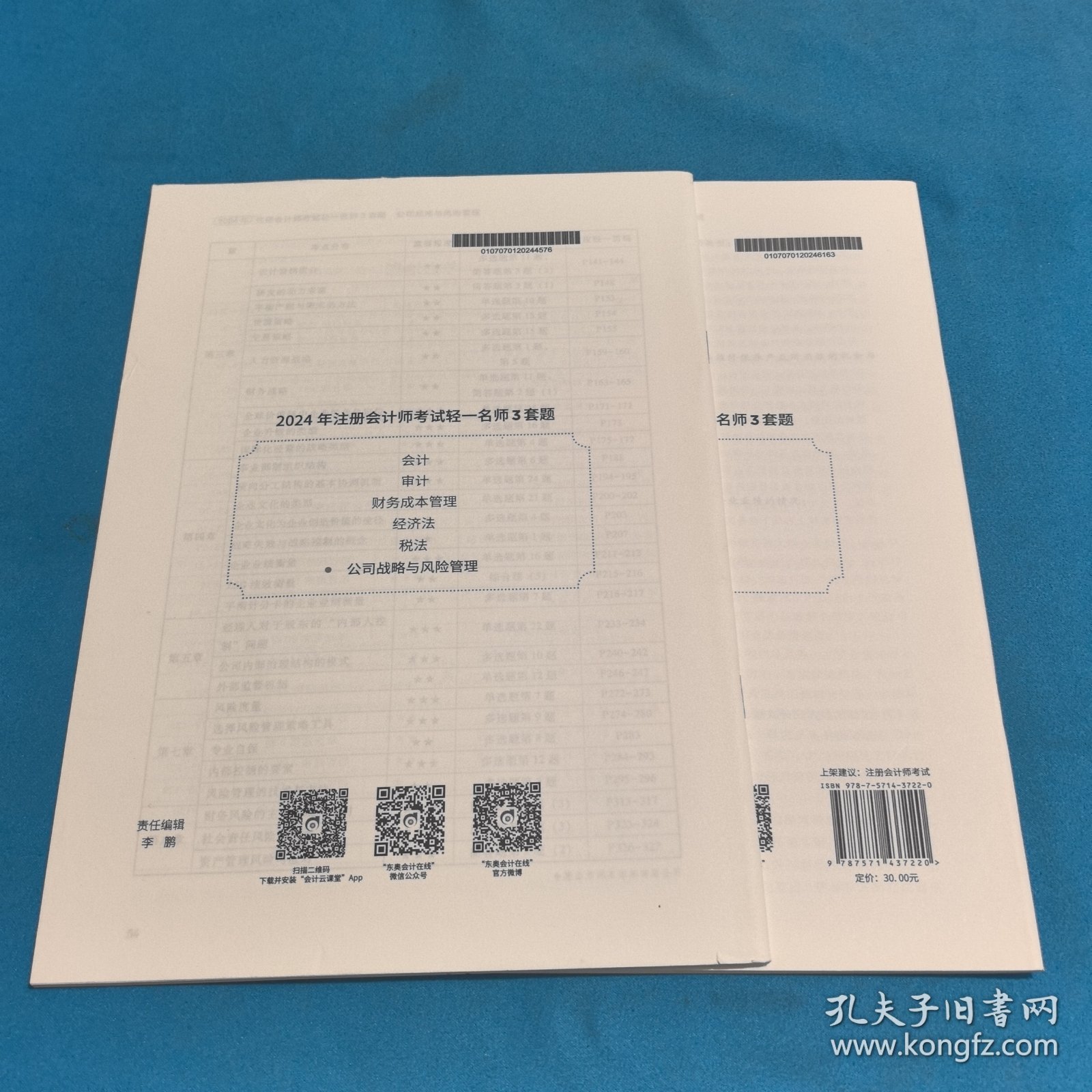 2024年注册会计师考试轻一名师3套题．公司战略与风险管理