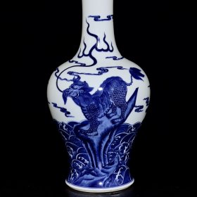 清雍正青花福在眼前麒麟纹赏瓶2 37/18厘米