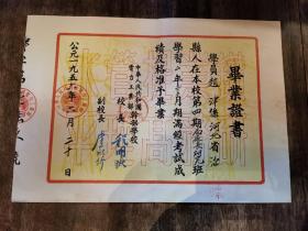 稀见证书＿1956年《中华人民共和国电力工业部 干部学校》毕业证