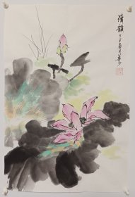 省美协画家纯手绘国画作品字画书画四尺三开条幅紫藤，寓意好画工精湛品相佳，2025年新货