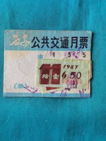 1987年西安市公共交通月票