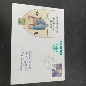 1986年德国军邮实寄封一枚，盖军邮戳印军邮标志，少见邮品，本店邮品满25元包邮。本店还在孔网开“韶州邮社”