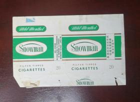 老烟标 Snowman。尺寸可能有微差，有色差。品相请买家看图自鉴自定。