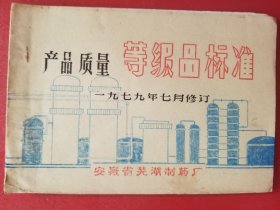 产品质量等极品标准（安徽省芜湖制药厂，1979年）