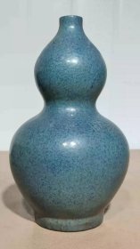 紫砂胎蓝釉葫芦瓶 无磕无碰 高22.1厘米