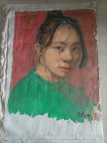 高岩  中央美院油画系进修一幅《少女》