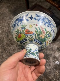 高足碗五彩