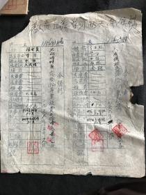 1956年 中陽县到柳林教员出差车旅费收据（两张一起）