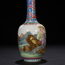 清雍正珐琅彩西洋人物纹瓶 22*8.5厘米