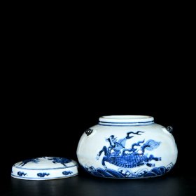 明宣德青花麒麟纹围棋罐一对；11x17厘米