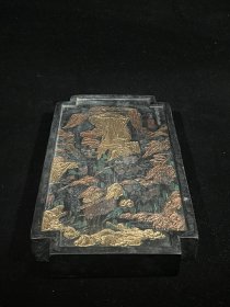 正宗徽州墨乌道华山，重约545g，20.6×10.9×2.1cm，可以用的墨