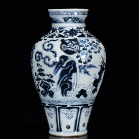 元青花后羿射日纹虎头梅瓶33*21m