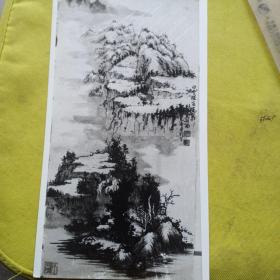 上海画家史静南先生山水画老照片一张