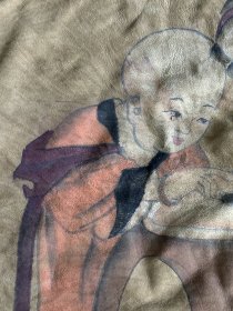 yp10《唐寅人物》,旧藏羊皮画 尺寸:长90cm左右宽60cm左右 材质:皮质画