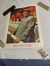毛主席像（在天安门城楼上检阅文化革命大军）（中国电影出版社67一1)【保真包老】53.5x37厘米  稀少