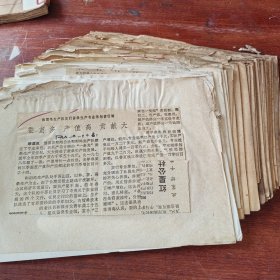 老剪报一组，1959年到1976年安徽省绩溪县农业生产资料，原版老报纸剪报40张