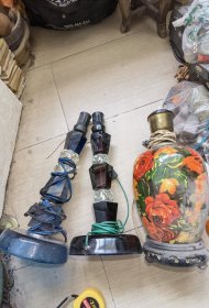 老琉璃玻璃台灯粉彩台灯一起拍实物图片按图发货偏远地区邮费再议