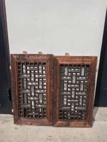 清代木窗一对