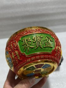 镀金彩绘聚宝盆摆件