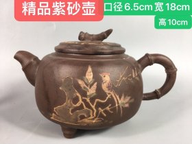 名人制精品紫砂壶 选用上乘砂泥，砂质细腻，壶面光滑，多孔出水，包浆厚重，保存完好，品相如图。